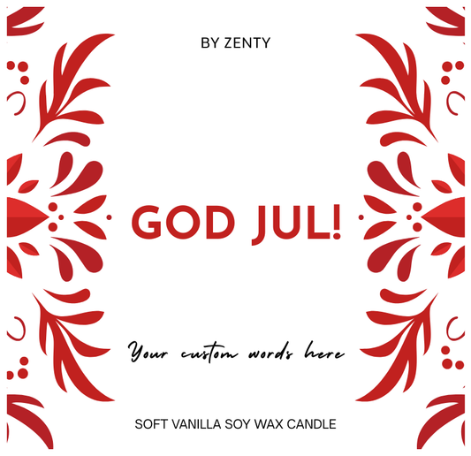 Personalised God Jul Christmas Pattern Scented Candle