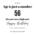Personalised Age is just a number Scented Candle Age