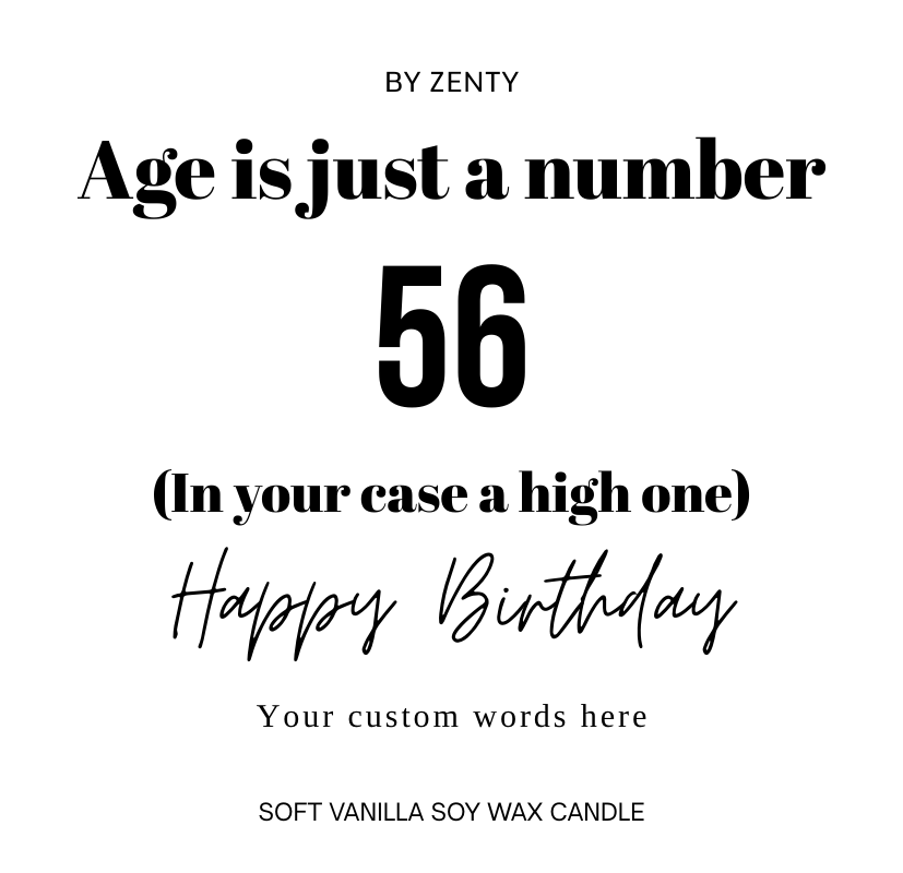 Personalised Age is just a number Scented Candle Age