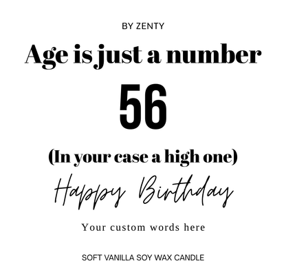 Personalised Age is just a number Scented Candle Age
