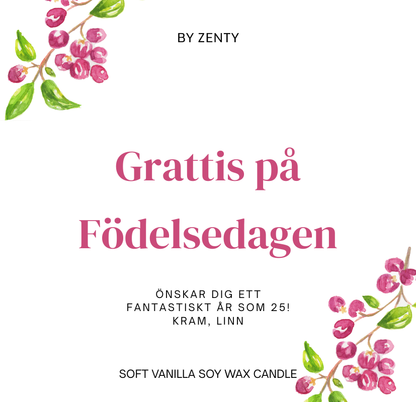 Personalised Happy Birthday Mauve Berries Scented Candle