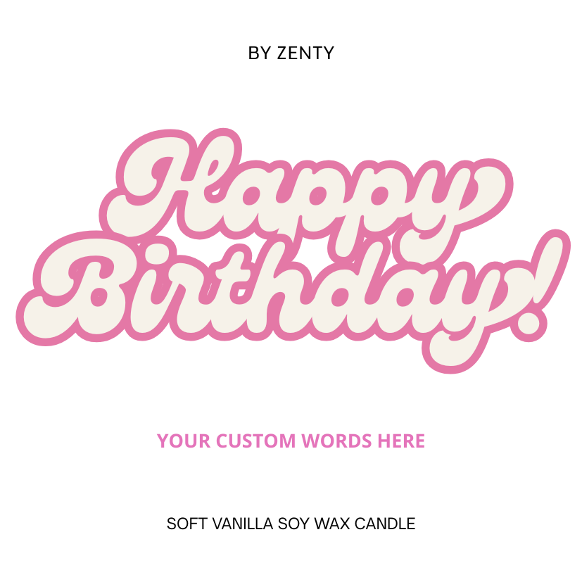 Personalised Happy Birthday Pink Scented Candle