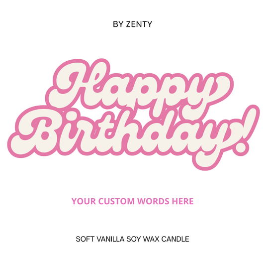 Personalised Happy Birthday Pink Scented Candle