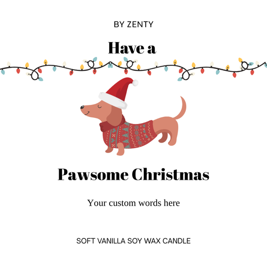Personalised Have a Pawesome Christmas Scented Candle