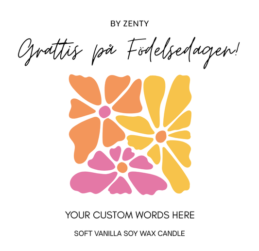 Personalised Födelsedag Triple Flower Scented Candle