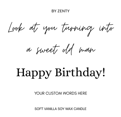 Personalised Födelsedag Sweet Old Man Scented Candle