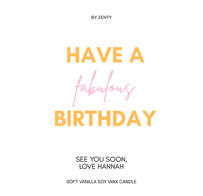 Personalised Happy Fabulous Birthday Colorful Scented Candle