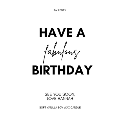 Personalised Happy Fabulous Birthday Scented Candle