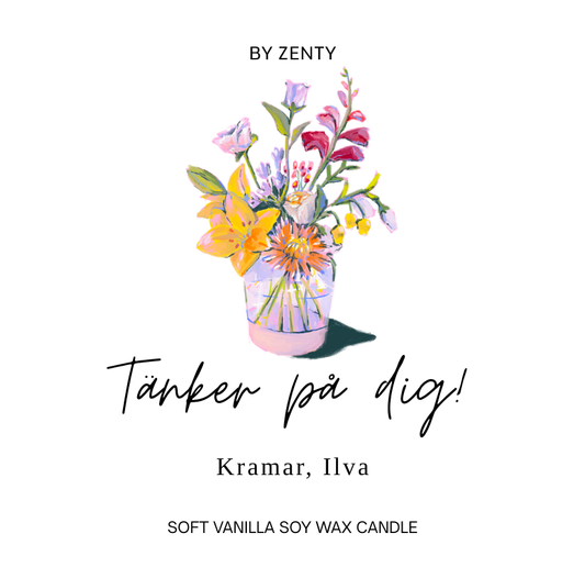 Personalised Tänker på dig Flower vase Scented Candle