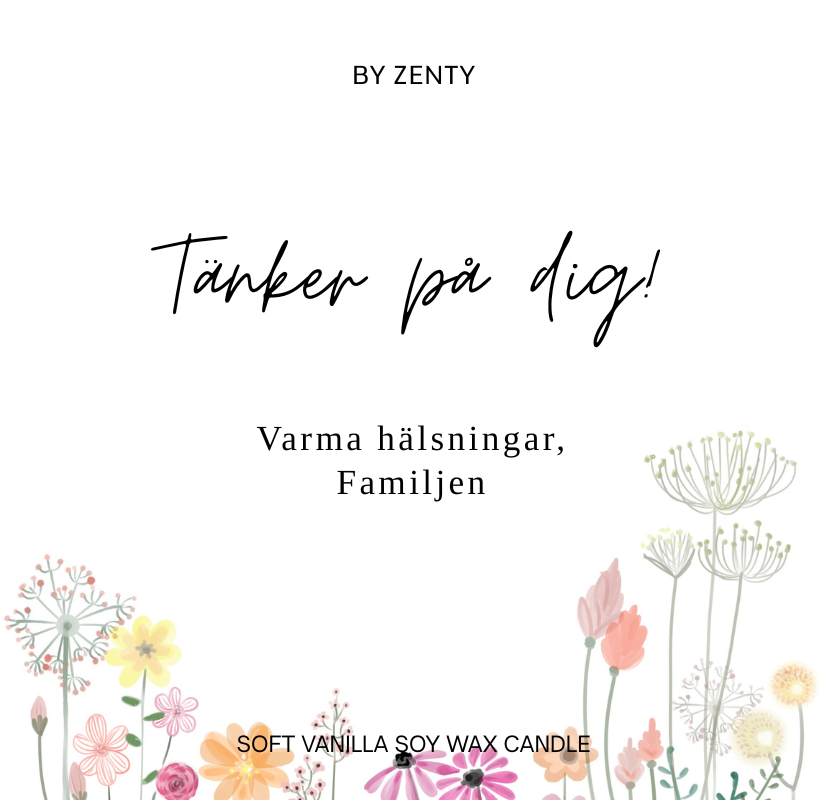 Personalised Tänker på dig Flower field Scented Candle