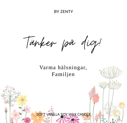 Personalised Tänker på dig Flower field Scented Candle