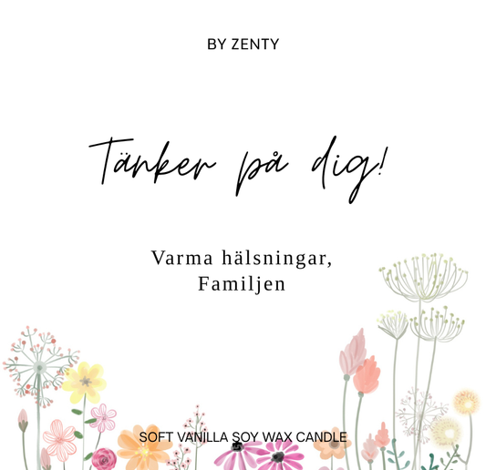 Personalised Tänker på dig Flower field Scented Candle