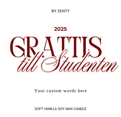 Personalised Grattis till Studenten Vinröd Scented Candle