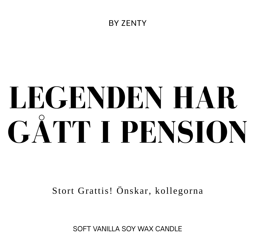 Personalised Legenden har gått i Pension Scented Candle