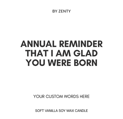 Personalised Annual Reminder Birthday Scented Candle