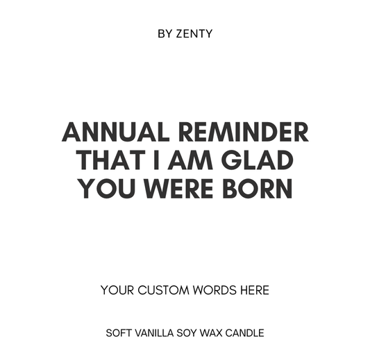 Personalised Annual Reminder Birthday Scented Candle