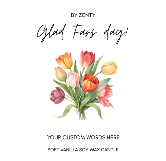 Personalised Glad Fars Dag Tulips Scented Candle