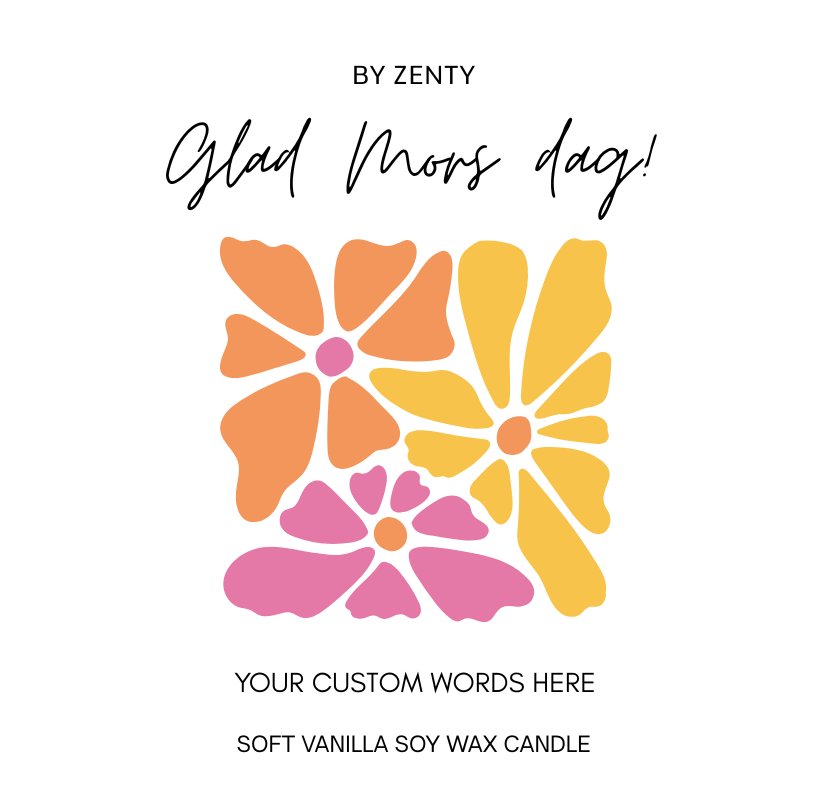 Personalised Glad Mors Dag Colorful Flowers Scented Candle