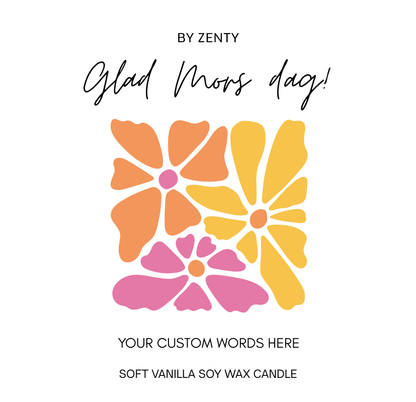 Personalised Glad Mors Dag Colorful Flowers Scented Candle