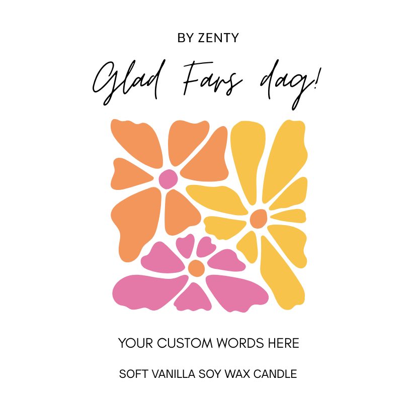 Personalised Glad Fars Dag Colorful Flowers Scented Candle