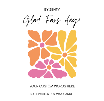 Personalised Glad Fars Dag Colorful Flowers Scented Candle