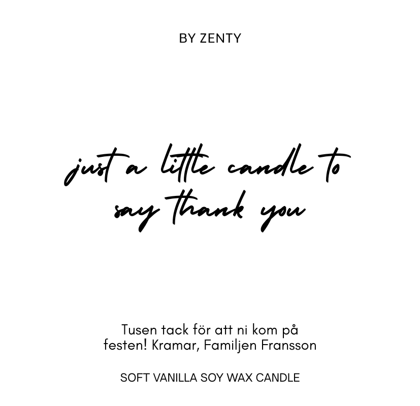Personalised Just a little Candle to say Thank you Scented Candle