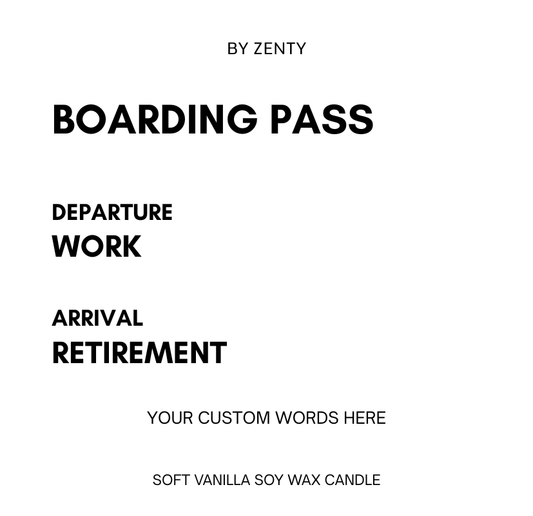 Personalised Boarding Pass Retirement Scented Candle
