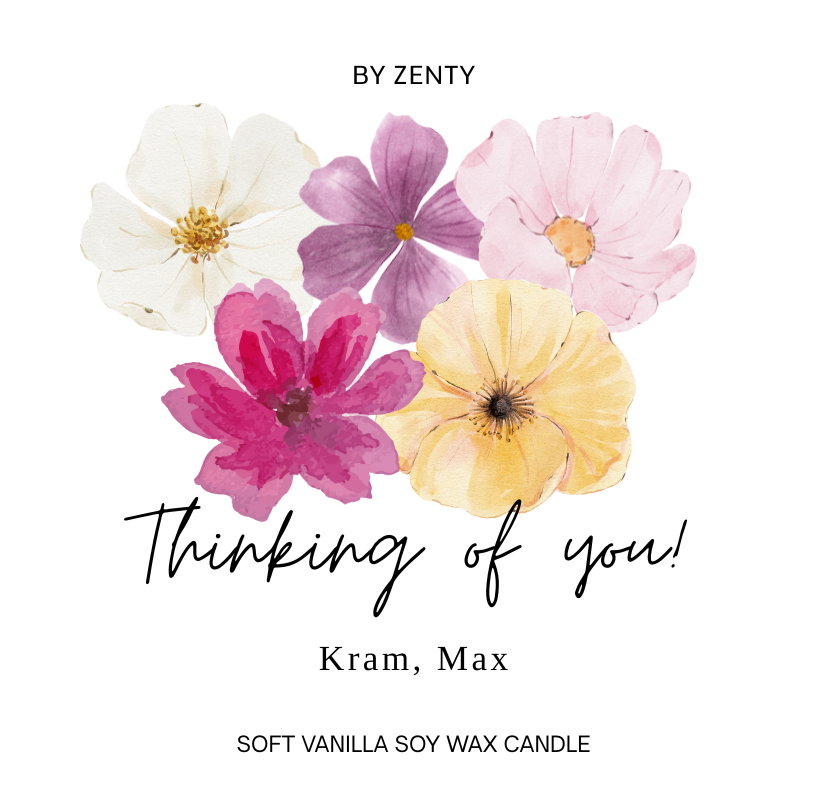 Personalised Thinking of you Garden Flowers Scented Candle