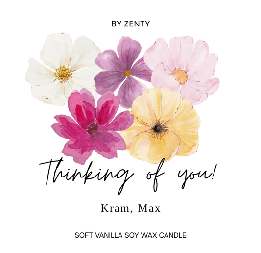 Personalised Thinking of you Garden Flowers Scented Candle