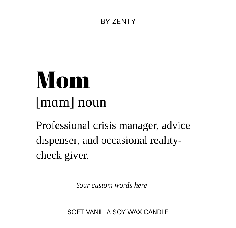Personalised Mom Noun Scented Candle