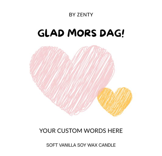 Personalised Glad Mors Dag Duo Hearts Scented Candle