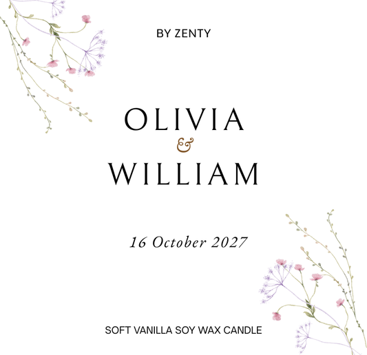Personalised Wedding Name & Date Scented Candle