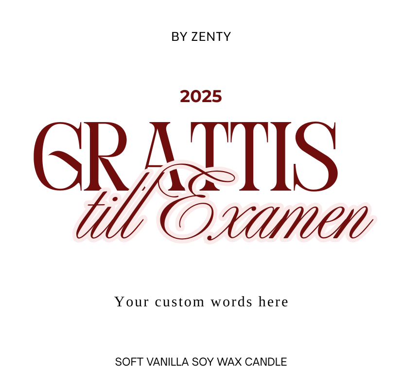Personalised Grattis till Examen Vinröd Scented Candle