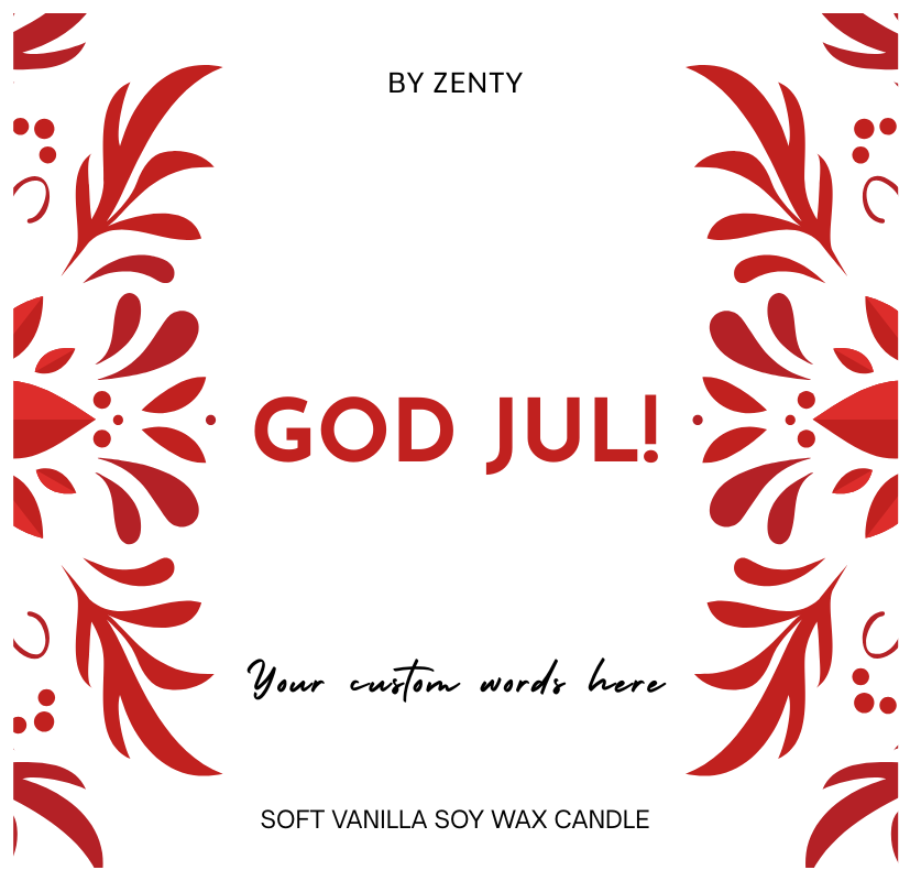 Personalised God Jul Christmas Pattern Scented Candle