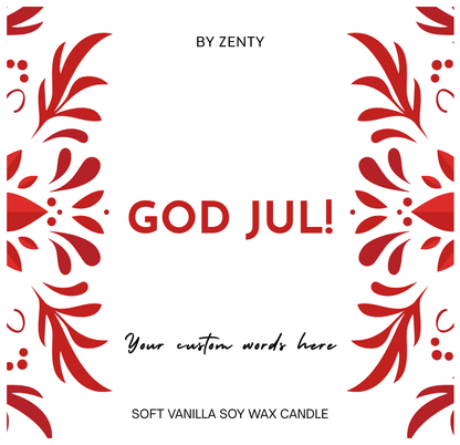Personalised God Jul Christmas Pattern Scented Candle