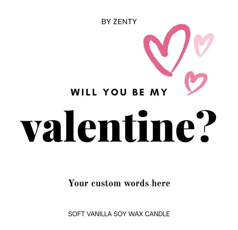 Personalised Will you be my Valentine Scented Candle