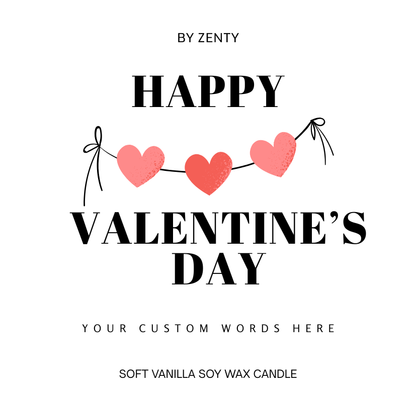 Personalised Happy Valentine's Day Hearts Scented Candle