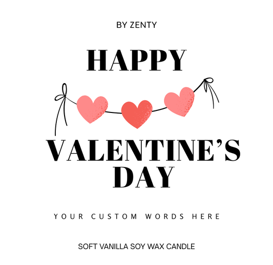 Personalised Happy Valentine's Day Hearts Scented Candle